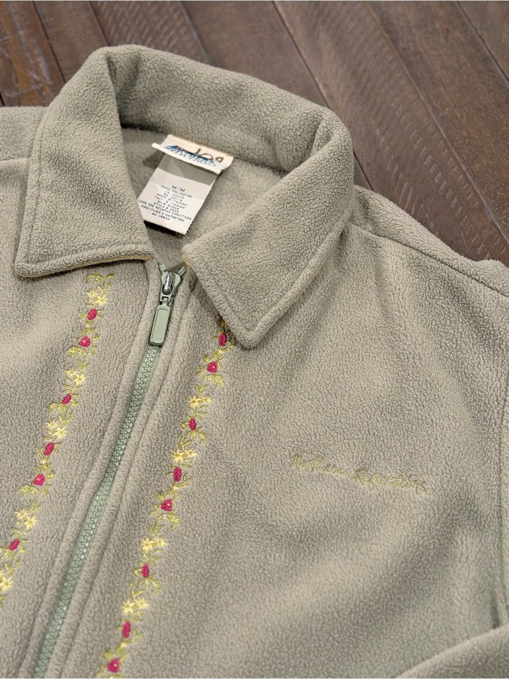Vintage 90s Northern Reflections Embroidered Floral Fleece Jacket – Medium